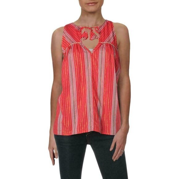 Anthropologie Top 4Our Dreamers Red Striped Boho Peasant Top Blouse SZ XS NWT - Picture 1 of 11